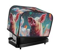 Housse de protection pour grille-pain en forme de cochon avec poches et protection contre la poussière et les traces de doigts Rose étoilé