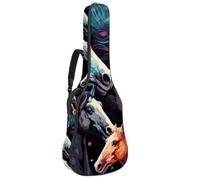 Housse de protection pour guitare acoustique, housse de protection pour guitare de 101,6 cm, 101,6 cm, sac de transport étanche avec plusieurs poches, beau cheval, multicolore, 42.9x16.9x4.7 in, Sac