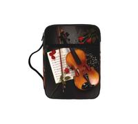 Housse de protection pour livre de bible avec poignée pour femme et fille - Motif partitions de violon