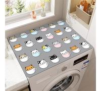 Housse De Protection Pour Machine à Laver Top,Chat 3D SéChage Rapide Coussin De Machine à Laver AntidéRapant,Tapis De Protection Pour Dessus SèChe-Linge Buanderie (Chat Gris En Coupe,40 x50 cm)