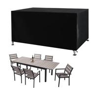 Housse de protection pour meubles de jardin extra large 330 x 330 x 90 cm en tissu Oxford 420D imperméable et résistant aux UV pour table de patio et canapé en rotin Noir