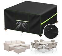 Housse de protection pour mobilier de jardin avec aération, imperméable, pour ensemble canapé, table et chaises en rotin, en Oxford 210D coupe-vent, 125/180/200/242cm Black
