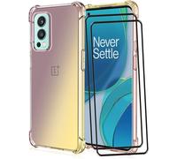 Housse De Protection Pour Oneplus Nord 5g Avec Films Verre Trempé - Antichoc, Résistante Aux Rayures Et Dégradé Or-Noir, Bumpers 4 Côtés, Haute Transparence Tpu Premium