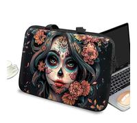 Housse de protection pour ordinateur portable 13" avec poignée et fermeture éclair, mallette de transport pour tablette, sac fourre-tout portable pour homme et femme, motif tête de mort en sucre