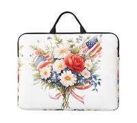 Housse de protection pour ordinateur portable 14" avec poignée, motif drapeaux et fleurs, compatible avec ordinateur/tablette 14"