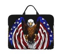Housse de protection pour ordinateur portable 14" Motif aigle patriotique des États-Unis Noir