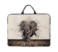 Housse de protection pour ordinateur portable 14" - Motif imprimé Canada Lynx avec poignée et fermeture éclair - Idéal pour les voyages, les voyages d'affaires, les trajets quotidiens, Éléphant mural