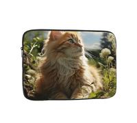Housse de protection pour ordinateur portable de 10 à 17 pouces, motif chat assis dans un champ vert, pour femme, étui de protection pour ordinateur portable, étui pour iPad