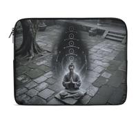 Housse de protection pour ordinateur portable de 10 à 17 pouces - Ultra fine en néoprène léger - Motif chakras - Pour yoga et méditation - Lumière noire