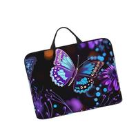 Housse de protection pour ordinateur portable de 14", légère, imperméable, résistante aux chocs, souple, avec poignée, motif papillon et fleurs violettes