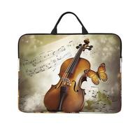 Housse de protection pour ordinateur portable de 14" Motif papillon et violoncelle