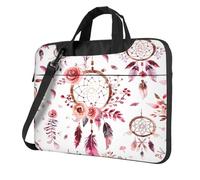 Housse de protection pour ordinateur portable de 15,6 pouces avec bandoulière et motif attrape-rêves et plumes bohèmes - Housse de protection antichoc pour ordinateur portable - Pour homme et femme