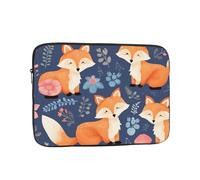 Housse de protection pour ordinateur portable de 15" - Motif animal mignon et fleur de renard - Résistante aux chocs - Pour homme et femme