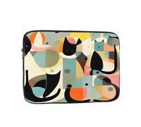 Housse de protection pour ordinateur portable, durable, résistante aux chocs, adaptée pour MacBook, HP, Asus/Dell, Lenovo, Acer et autres ordinateurs portables, motif chat d'art moderne du milieu du