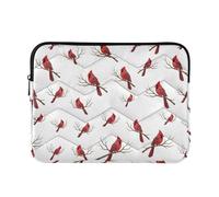 Housse de protection pour ordinateur portable motif oiseaux rouges blancs hiver mignon étui mince imprimé universel femmes accessoires d'ordinateur pour ordinateur 13 pouces grande taille