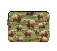Housse de protection pour ordinateur portable - Rose - Housse de voyage universelle pour ordinateur de 13 pouces - Vaches des Highlands - Herbe - Taille M