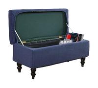 Housse de protection pour ottomane rectangulaire bleu marine extra large, extensible, anti-poussière et pliable pour ottomans de 120 à 160 cm, douce et protection de repose-pieds avec couvercle