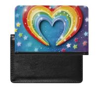 Housse de protection pour passeport avec motif cœur et étoile arc-en-ciel, blocage RFID, porte-carte d'identité, portefeuille de voyage sécurisé pour passeport, tickets, cartes de crédit, style,