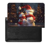 Housse de protection pour passeport de Noël avec motif bonhomme de neige - Blocage RFID - Porte-carte d'identité - Portefeuille de voyage sécurisé pour passeport, tickets, cartes de crédit, style,