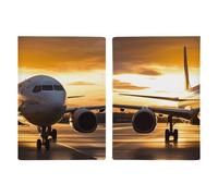 Housse de protection pour passeport en polyuréthane durable, avion dans la lumière du soir, housse de protection mignonne pour passeport pour femmes et hommes, housse de passeport résistante à