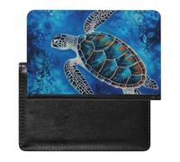 Housse de protection pour passeport - Motif tortue de mer - Bleu - Protection RFID - Porte-carte d'identité - Portefeuille de voyage sécurisé pour tickets de passeport, cartes de crédit, style, taille
