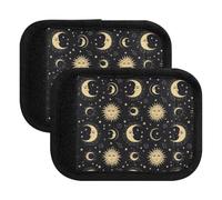 Housse de protection pour poignée de bagage à main Motif soleil et lune, Visage lumineux soleil lune, Set of 4