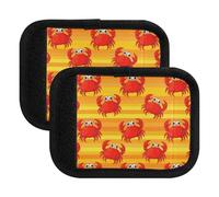 Housse de protection pour poignée de bagage, sac à main, valise, pour voyage, 15 x 10,9 cm, Crabes mignons de dessin animé rouge, Set of 2