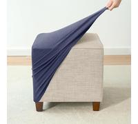 Housse de protection pour pouf carré d'extérieur - Protection élastique pour repose-pieds petit/grand - Housse résistante aux intempéries (30 x 30 cm)