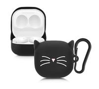 kwmobile Housse pour écouteurs Compatible avec Samsung Galaxy Buds 2 Pro/Buds 2 / Buds Live Coque - Coque de Protection en Silicone - Noir-Blanc