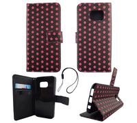 Housse De Protection Pour Samsung Galaxy S7 Polka Dot Noir Rose Style Livre Neuf