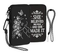 Housse de Protection pour Smartphone, Croquis de Femme Pochette pour Téléphone en Durable Néoprène, 7" Portable Sacoche de Protection avec Dragonne Compatible avec iPhone 13 14 15 16, 18,5 x 10,0cm