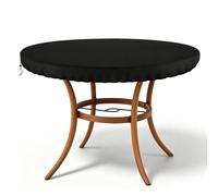 Housse de protection pour table ronde d'extérieur en tissu Oxford durable et imperméable, coupe-vent et anti-poussière pour tables de bistrot rondes (noir, 80 cm)