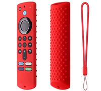 Housse de Protection pour télécommande FireTV, étui de Protection antidérapant en Silicone 4K avec lanière Compatible avec TV Stick, HD, 3ème génération (Rouge)