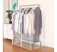 Housse de protection pour tringle à vêtements double avec fermeture éclair pour chambre à coucher, magasin, bureau, housse de porte-manteau suspendu de 1,5 m (110 x 150 x 75 cm, transparent)