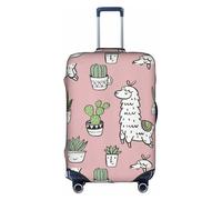 Housse de protection pour valise à roulettes, motif alpaga et cactus, tissu très élastique, housse de valise à roulettes, blanc, Medium