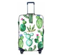 Housse de protection pour valise à roulettes, motif cactus et fleurs, tissu très élastique, blanc, Medium