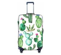Housse de protection pour valise à roulettes, motif cactus et fleurs, tissu très élastique, blanc, Small
