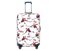 Housse de protection pour valise - But de joueur de hockey sur glace blanc doux et tendance pour bagages, Noir , x-large