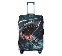 Housse de protection pour valise - Chaîne ondulée requin anti-rayures pour bagages, Noir , M