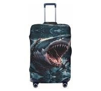 Housse de protection pour valise - Chaîne ondulée requin souple et tendance pour bagages, Noir , M