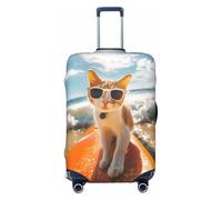 Housse de protection pour valise - Chat Surf Sun Soft Fashion Uitcase Cover pour bagages, Noir , L