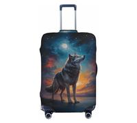 Housse de protection pour valise, ciel étoilé, loup, anti-rayures, pour bagage, noir, Large