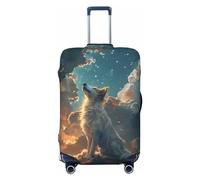 Housse de protection pour valise, ciel étoilé, nuage, loup, anti-rayures, Noir , S