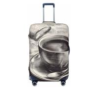 Housse de protection pour valise, croquis café, journal noir et blanc, lavable, en élasthanne, 45,7 à 81,3 cm, Journal Sketch Coffee, XL