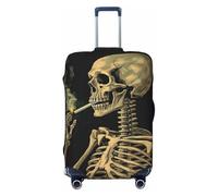 Housse de protection pour valise de voyage avec motif squelette brûlant une cigarette - Lavable - Élastique - Anti-rayures - Convient aux valises de 45,7 à 81,3 cm, Noir , M