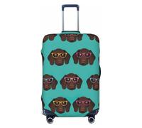Housse de protection pour valise de voyage lavable avec pointeur allemand à poil court dans des lunettes, housse de protection tendance pour valise de voyage anti-poussière et anti-rayures, Noir , S