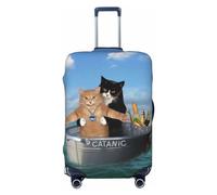 Housse de protection pour valise - Deux chats courageux flottent sur la mer Iceberg anti-rayures Uitcase pour bagages, Noir , L