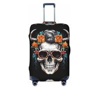 Housse de protection pour valise - Fleur Corne Crâne A Anti-rayures Uitcase Housse pour bagage, noir, Large