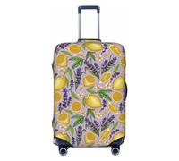 Housse de protection pour valise - Fleurs de lavande et tranches de citron anti-rayures Uitcase pour bagages, noir, Medium