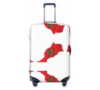 Housse de protection pour valise, housse de protection lavable, anti-rayures, motif carte du drapeau du Maroc, Noir , S